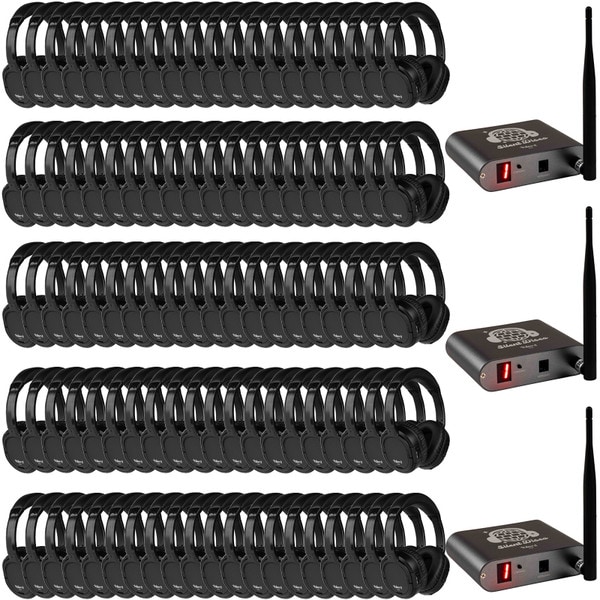 Main product image for Talent Noir Premium Personal Listening Headphone 100 Pack with 3 Transmitters233-3669